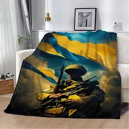 Плед плюшевий патріотичний 3D Захисник України 160х200 см