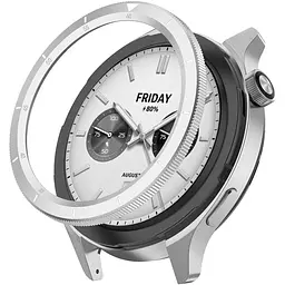 Безель металевий Sikai для смартгодинника Xiaomi Watch S3/S4 Silver-1 + захисне скло