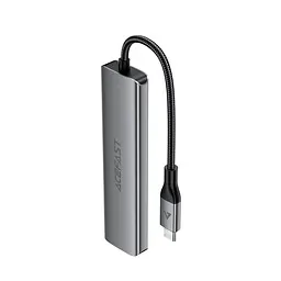 USB-хаб ACEFAST J18 USB-C 6-in-1 HUB docking station металево-сірий - мініатюра 3