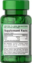 Вітаміни та мінерали Puritan's Pride Copper Chelate 2 mg, 100 таблеток - мініатюра 2