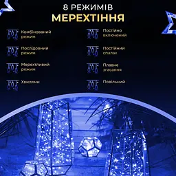 Гірлянда Роса нитка 500 LED довжина 50 м з пультом від мережі зелена, синій GarlandoPro 500L50MGBL - мініатюра 7