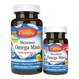 Жирні кислоти Carlson Labs Maximum Omega Minis, 60+20 капсул