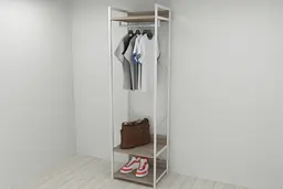 Шафа Гардероб Уні секція 1 серії Конект Ferrum-decor 220x60x50см Білий метал ДСП Дуб Сонома Трюфель 32 мм (FRD-104510) - мініатюра 9