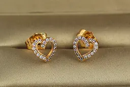 Сережки гвоздики Xuping Jewelry серце зап'ята 9 мм золотисті