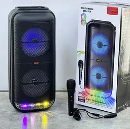 Портативна Bluetooth колонка ZQS-6227 акустична система з мікрофоном та RGB підсвічуванням Чорний - мініатюра 2