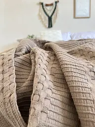 Покривало Zeintex Марокко вафельне бавовняне колір капучино 230х280 см - мініатюра 4