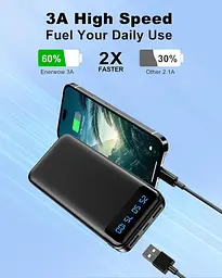 Портативний зарядний пристрій Power Bank, 2 упаковки 16000 мАг для телефону, PD15W Triple 3A швидка зарядка - мініатюра 3