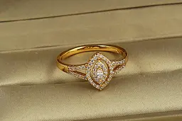 Кільце Xuping Jewelry малий маркіз з подвійним обідком р 18 золотисте