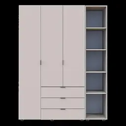 Розпашна Шафа для одягу Doros Гелар з Етажеркою Кашемір 3 ДСП 154.4х49.5х203.4 (80737645) - мініатюра 1