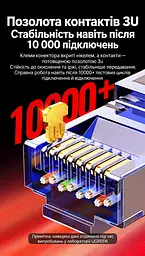 Мережевий кабель Ethernet UGREEN NW153 5 м патч-корд RJ45 на обох кінцях Cat 8 із теоретичною швидкістю до 40 Гбіт/с фактична швидкість залежить від портів обох пристроїв сумісний із Cat 6A та нижчими категоріями текстильне обплетення жили з чистої міді екранування F/FTP пройшов випробування на понад 10 000 згинань смуга пропускання 2000 МГц чорний (80433) - мініатюра 6