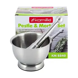 Ступка з маточкою (нерж.) Kamille KM-8840 - мініатюра 5