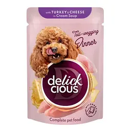 Вологий корм для собак Delickcious з індичкою та сиром у крем-супі 85 г x 12 D6211401 - мініатюра 3