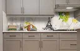 Вініловий кухонний фартух Ейфелева вежа і Виноград наклейка для кухні Абстракція Сірий Happy Pocket Z181460 - мініатюра 4