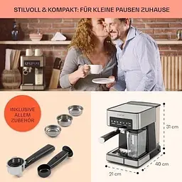 Кавомашина Klarstein Arabica Comfort 1350W 20 бар Німеччина (10035655) - мініатюра 4