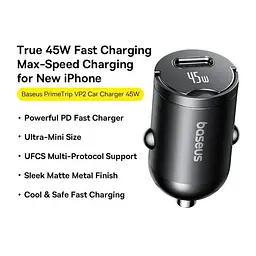 Автомобільний набір зарядний - адаптер + кабель C-C - Baseus PrimeTrip VP2 Car Charger 45W (C0206800) - мініатюра 8
