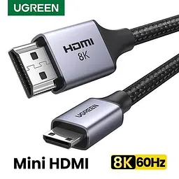 Кабель Ugreen HD163 Cable Mini HDMI to HDMI 2.1 8K 60Hz 2m Grey (15515) - мініатюра 2