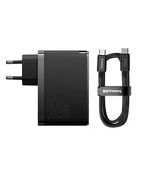 Зарядний пристрій блок і кабель 240W Baseus GaN 5 Pro 160 W 1U+2C (P10110825113-00) чорний