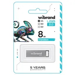 Флеш-накопичувач Wibrand Flash USB 2.0 Chameleon 8Gb Silver (WI2.0/CH8U6S) - мініатюра 2