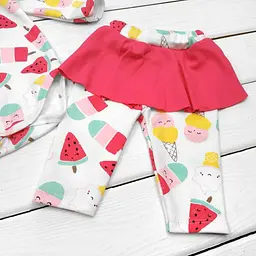 Ошатний комплект для новонародженої дівчинки Icecream зріст 68 см (3 - 6 місяців) Malena Білий з принтом - мініатюра 4