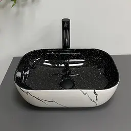 Умивальник VBI Ravenna white black marmo накладний VBI-011230, Чорний матовий - мініатюра 5