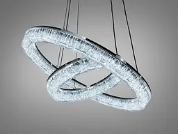 Сучасна підвісна LED люстра Diasha 1712/500+300BK для спальні та вітальні, чорна, 2 кільця, 54 W, освітлення 10-16 м2 - мініатюра 4
