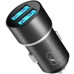 Автомобільний зарядний пристрій Sky Dolphin SZ02L AluMinium (2USB, 2.4A) Black (AZP-000071) + кабель Lightning