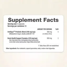 Комплекс для здоров'я мозку з пробіотиком RidgeCrest Herbals Intelligut 60 капсул - мініатюра 2