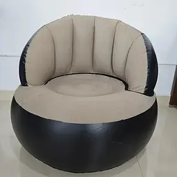 Надувне садове крісло Sofa AND LY-10 для відпочинку  85 х 85 х 74 см  високоякісний хлопок + міцний ПВХ з вологостійким покриттям Бежеивий - мініатюра 2