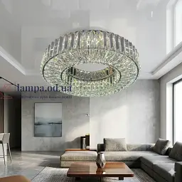 Елегантна стельова LED люстра кришталева для вітальні Linisoln 9597-600 срібляста 60 см 160W