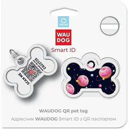Адресник для собак і котів Waudog Smart ID з QR паспортом Всесвіт пончиків, L, діаметр 40 мм, ширина 28 мм - мініатюра 5