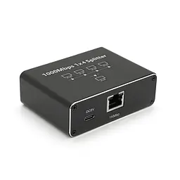 Активний RJ 45 сплітер 1=>4 порти, підтримує 1000 Mbps, with Type-C power supply