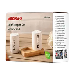 Набір для солі та перцю на підставці Ardesto Midori 7 см 3 предмети білий (AR0966) - мініатюра 4