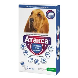 Атакса для собак KRKA 2000 мг/400 мг 4 мл спот-он 25+ кг №1