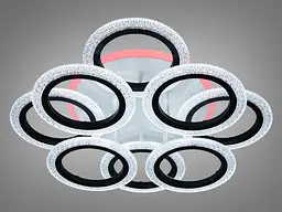 Стельова LED-люстра з пультом, диммером та підсвічуванням 135 Вт Diasha 2408/4+4BK LED 3color dimmer - мініатюра 2