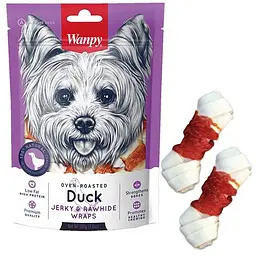 Wanpy Duck Jerky & Rawhide Wraps ванпи кость з вузлами І в'яленою качкою ласощі для собак 0.1кг