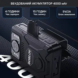 Нагрудний відеореєстратор BOBLOV M7 128GB з потужним акумулятором, поворотним об'єктивом, кут огляду 127° - мініатюра 6