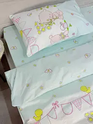 Дитячий комплект постільної білизни Ecotton 110х140 см блакитний Ведмедик (24901)
