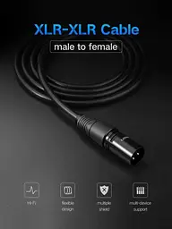 Аудіо кабель Ugreen AV130 Cannon Male to Female Microphone Extension Audio Cable 3 м чорний (20711) - мініатюра 2