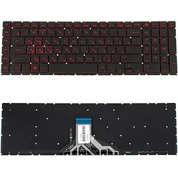 Клавіатура для ноутбука HP (Omen: 17-CB series) rus, black, без фрейма, підсвічування клавіш(RED)