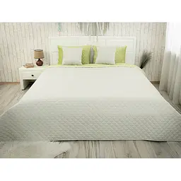 Покривало Руно 180х220 см велюр оливкове (340.55_Olive Green ромб) - мініатюра 2