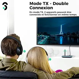 SOOMFON Bluetooth адаптер 3-в-1 (TX/RX/Bypass) 5.0 з LCD-дисплеєм, AUX/RCA/Optical, USB-C - мініатюра 6