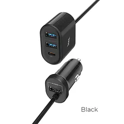 Адаптер автомобільний Hoco Companheiro Front and Rear Seat Z35 азу 3USB + 1Type-C - мініатюра 2