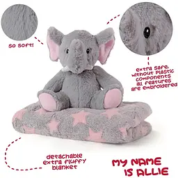Плед Perletti Toys Allie Elephant з м'якою іграшкою 120x80 см сірий/рожевий (P13068) - мініатюра 3