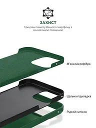 Силиконовый чехол для Apple iPhone 14 Pro, ICON2 Case, оливковый, противоударный, панель, защита всего корпуса, матовая поверхность Soft Touch, выступает над дисплеем, совместим с защитными стеклами и пленками, с микрофиброй, ArmorStandart (ARM68463) - мініатюра 6
