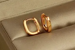 Сережки Xuping Jewelry тонкий овал 1 см золотисті - мініатюра 2