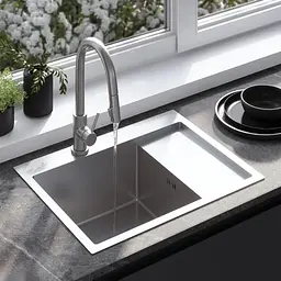 Кухонна мийка Rea Fin 620x480 мм nickel brushed ZLE-06012 - мініатюра 5