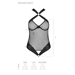 Сітчастий боді з халтером Passion Amanda Body L/XL, black - мініатюра 5