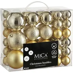 Набір ялинкових куль Mica Decorations шампань 4/6/8 см 46 шт. (1181994)