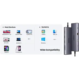 Концентратор Ugreen USB3.1 Type-C to HDMI/VGA/USB 3.0х3/RJ45/SD/TF/PD/35мм TRRS 100W 10-in-1 (15601) - мініатюра 10