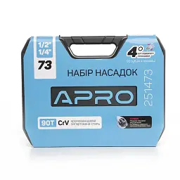 Набір насадок та інструментів Apro з тріскачкою CrV 1/4" 1/2" 90T 73 шт. 30412 - мініатюра 4